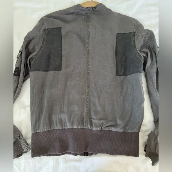 G Star Grey Linen Bomber Jacket size Medium - Picture 4 of 15